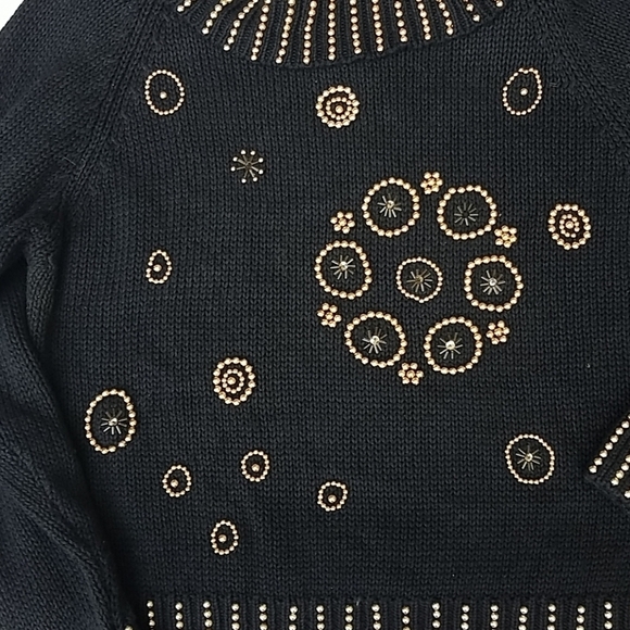 Vintage new years sweater gold studs L 1970,s - Picture 3 of 6